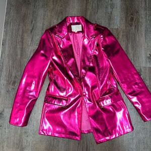Hot pink metallic jacket, size small ￼